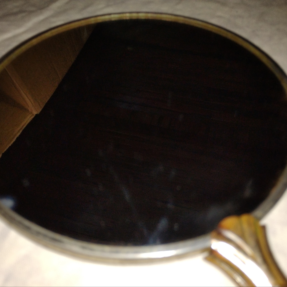 Vintage Hand Held Mirror Beautiful Golden Brassy Color Estate Sale Find - Picture 7 of 15
